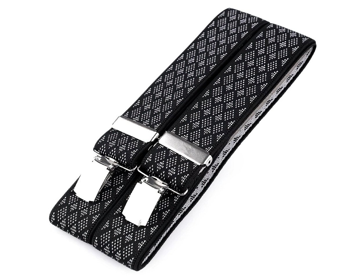 Stoklasa Šle pánské, délka 120cm, šíře 3,5cm, tvar Y, černo-bílé drobné, tečkované kosočtverce, 650354/02