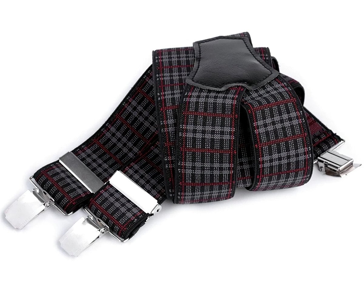 Stoklasa Šle pánské, délka 120cm, šíře 3,5cm, tvar Y, vínovo-šedo-černé káro, 650355/03