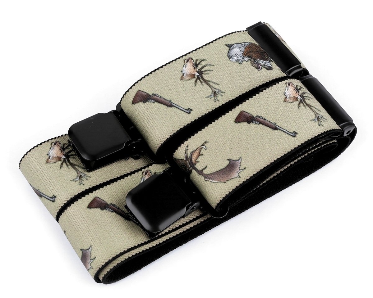 Stoklasa Šle pánské myslivecké PUŠKY A JELENI, délka 120cm, šíře 4cm, tvar Y, béžovo-zelené, 650370/03