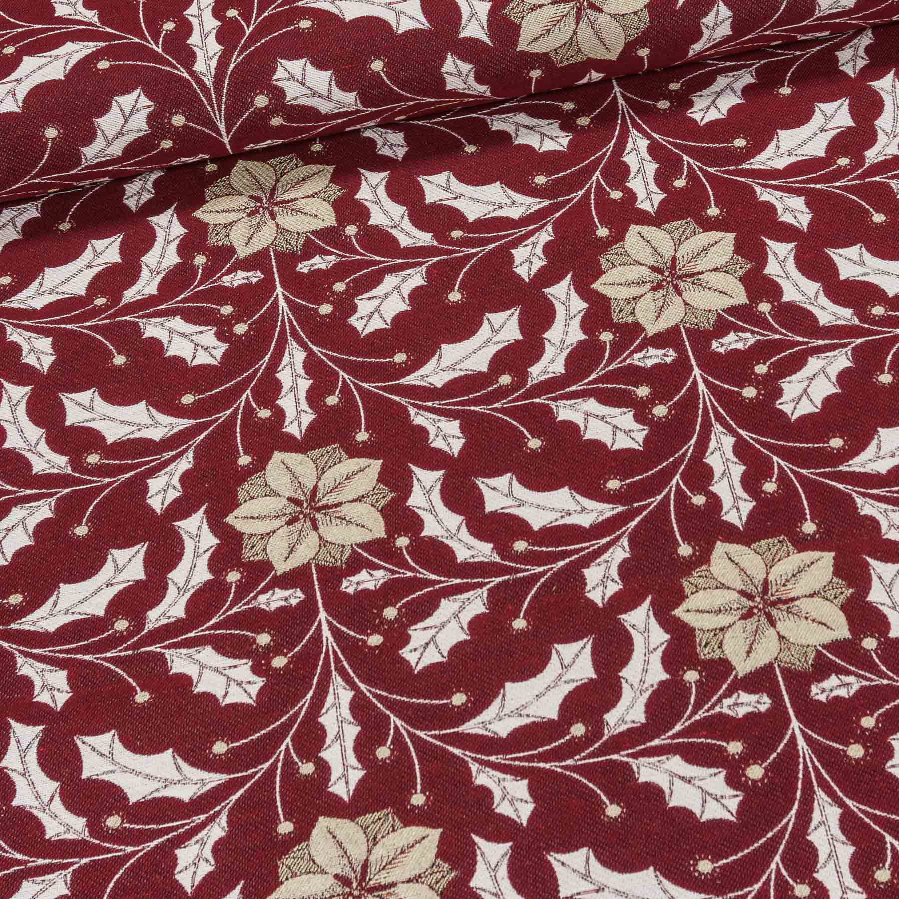 Směsové plátno vánoční SUGAR PLUM 02, mahonka na vínové, š.140cm (látka v metráži)