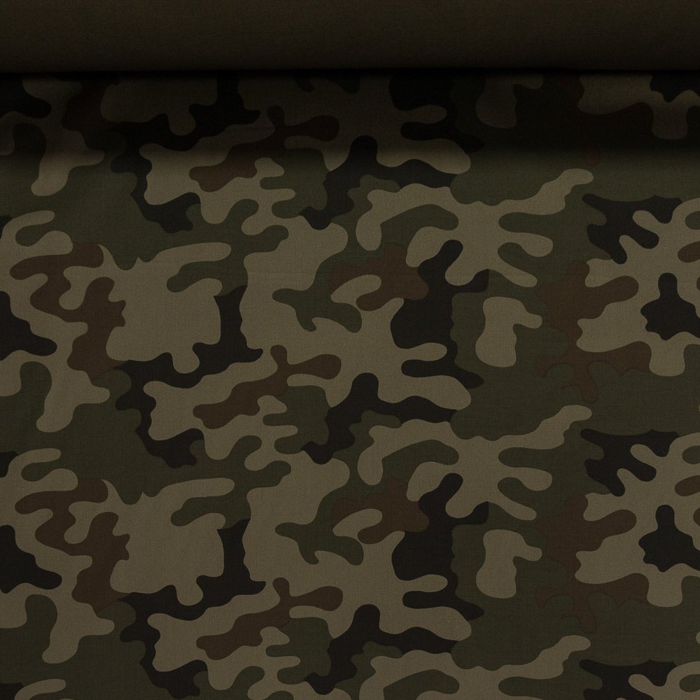 Směsový kepr MORO US GREEN maskáčový vzor, zeleno-hnědá, š.150cm (látka v metráži)