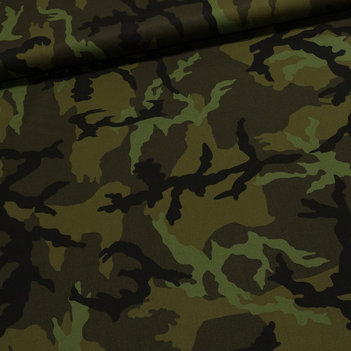 Směsový kepr SIGMA/ARMY 213681-41 maskáčový vzor, vojenská zelená, š.150cm (látka v metráži)