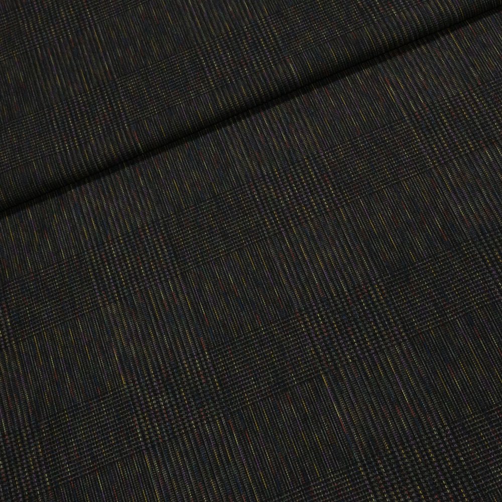 Směsový úplet  08005.01 šedé káro, barevné nitky, š.145cm (látka v metráži)
