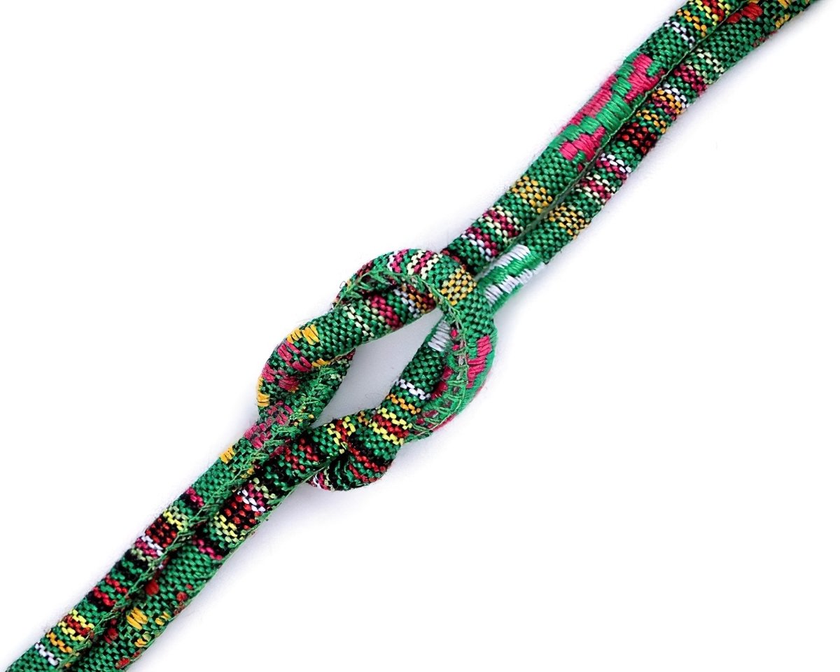 Textil Soldán Šňůrka kulatá s výplní 310199/3, indiánský motiv, zelená, průměr 6mm (šňůra na metry)