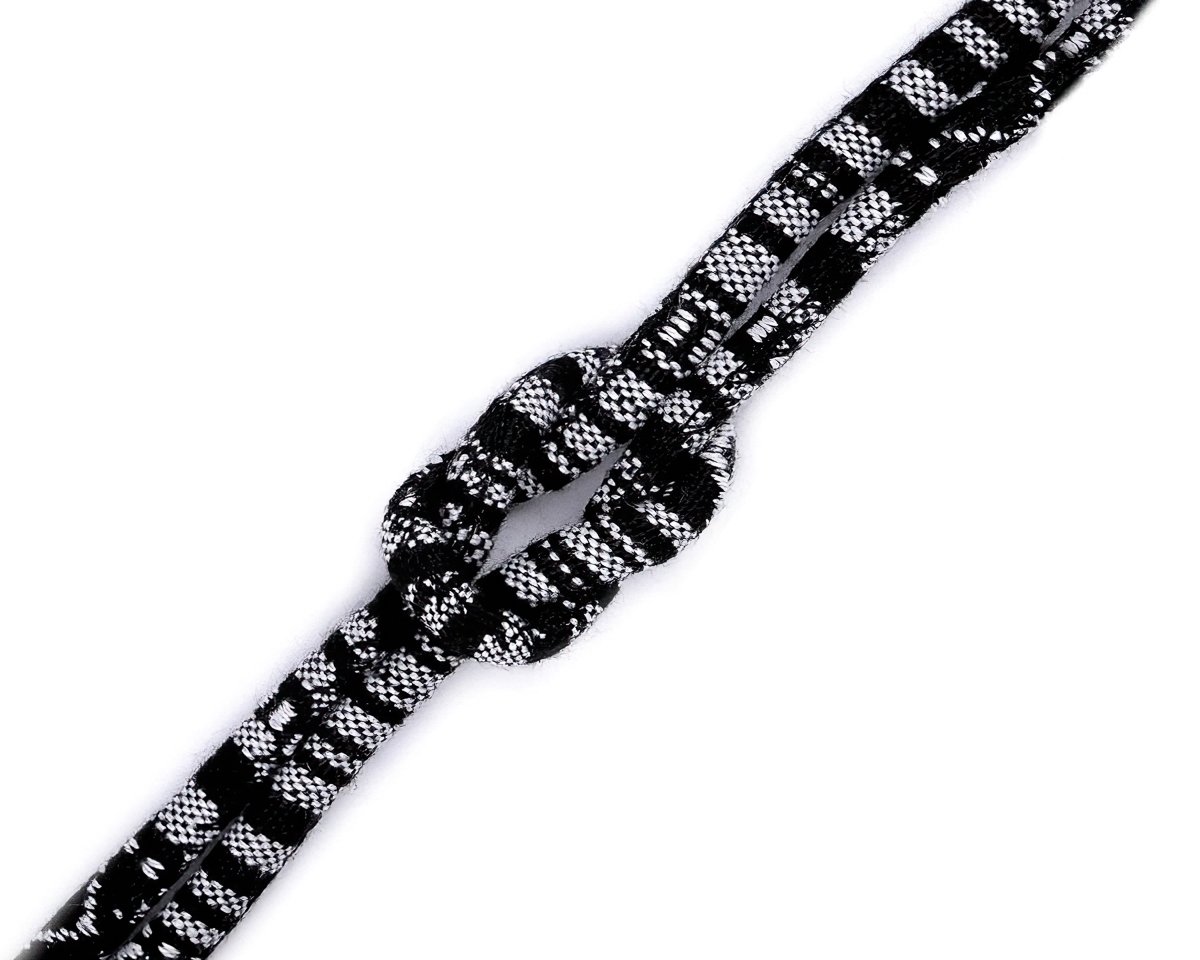 Textil Soldán Šňůrka kulatá s výplní 310199/5, indiánský motiv, černá, průměr 6mm (šňůra na metry)