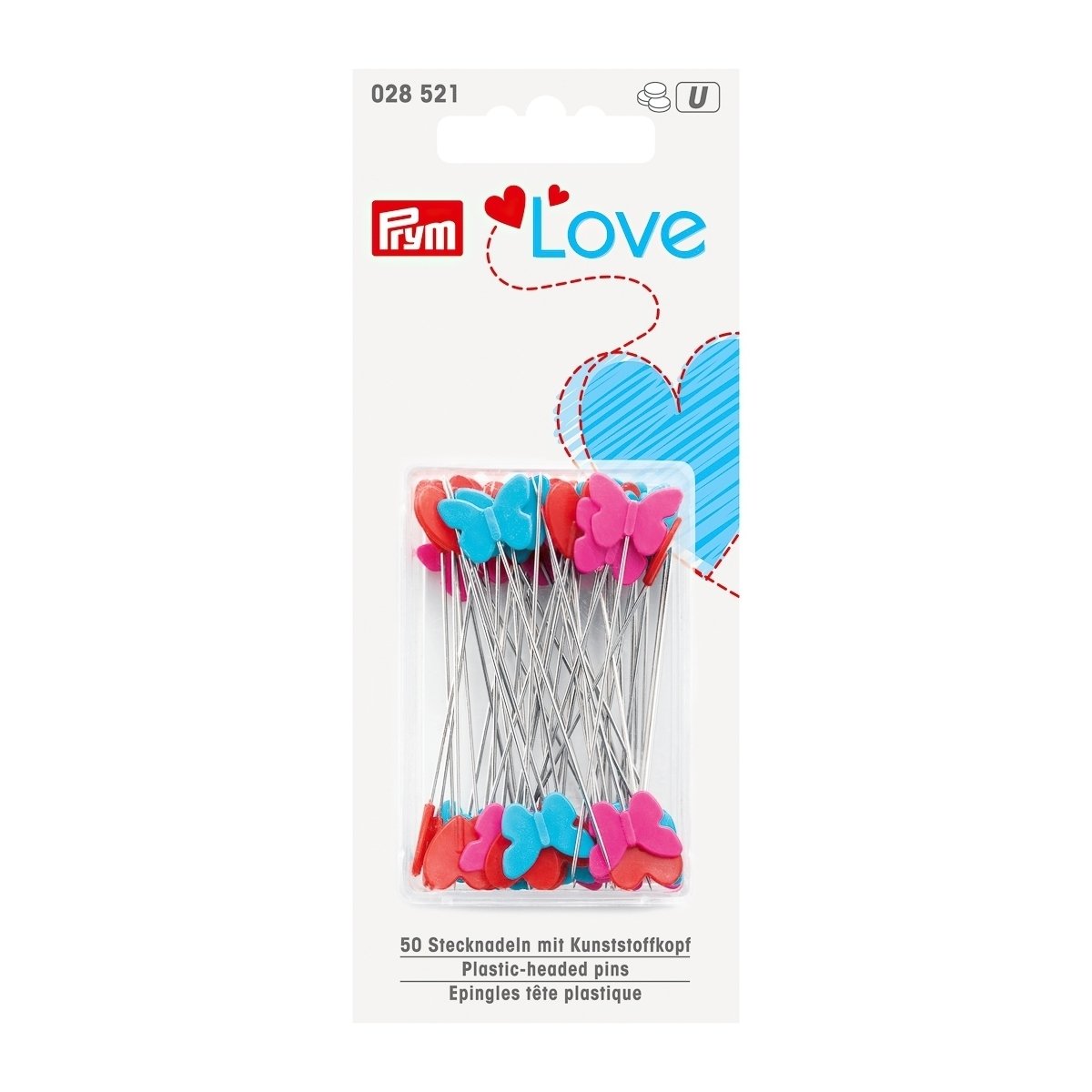 Prym Špendlíky quiltovací PRYM LOVE 10285210, růžovo-tyrkysové, 0,6x50mm, 50 kusů