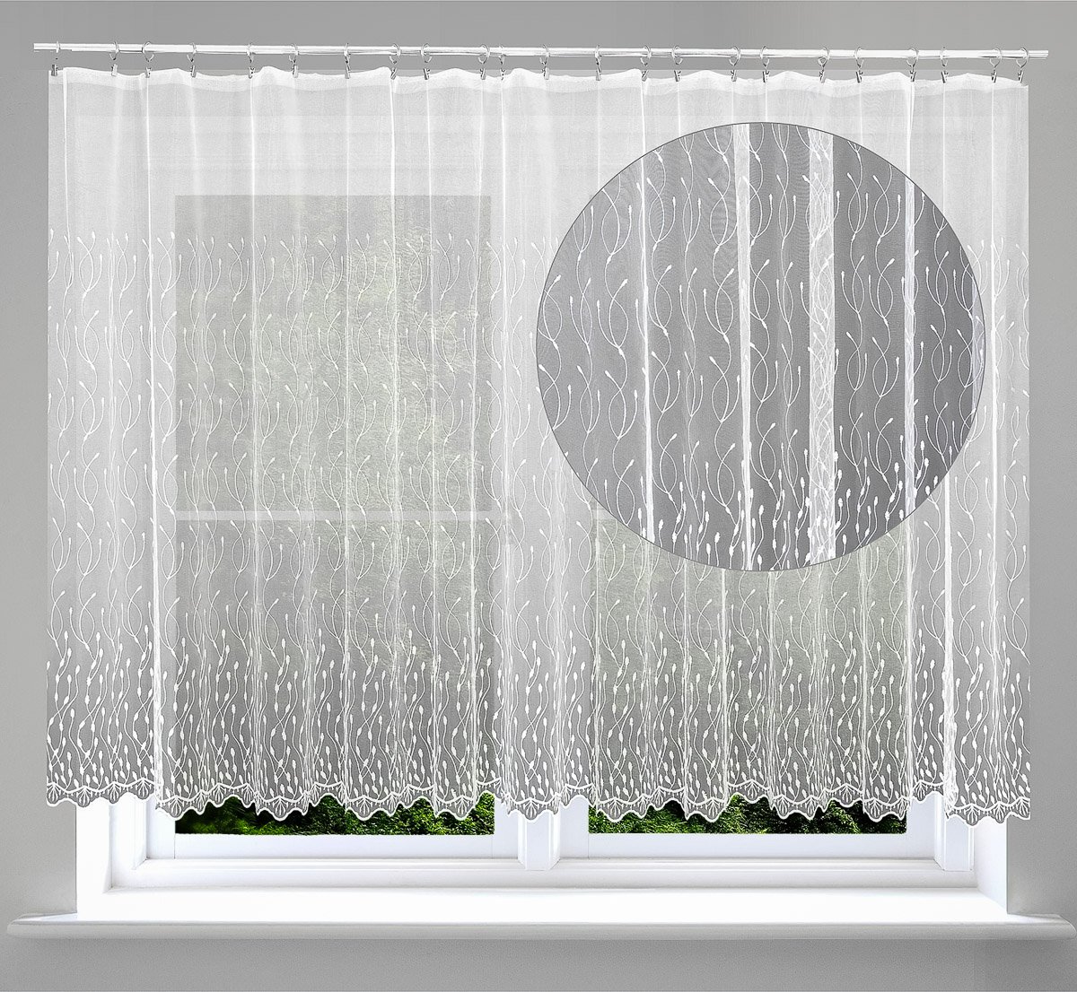 Forbyt Tylová záclona LUKA 908559, vyšívané ornamenty, s bordurou, bílá výška 140cm ( v metráži)
