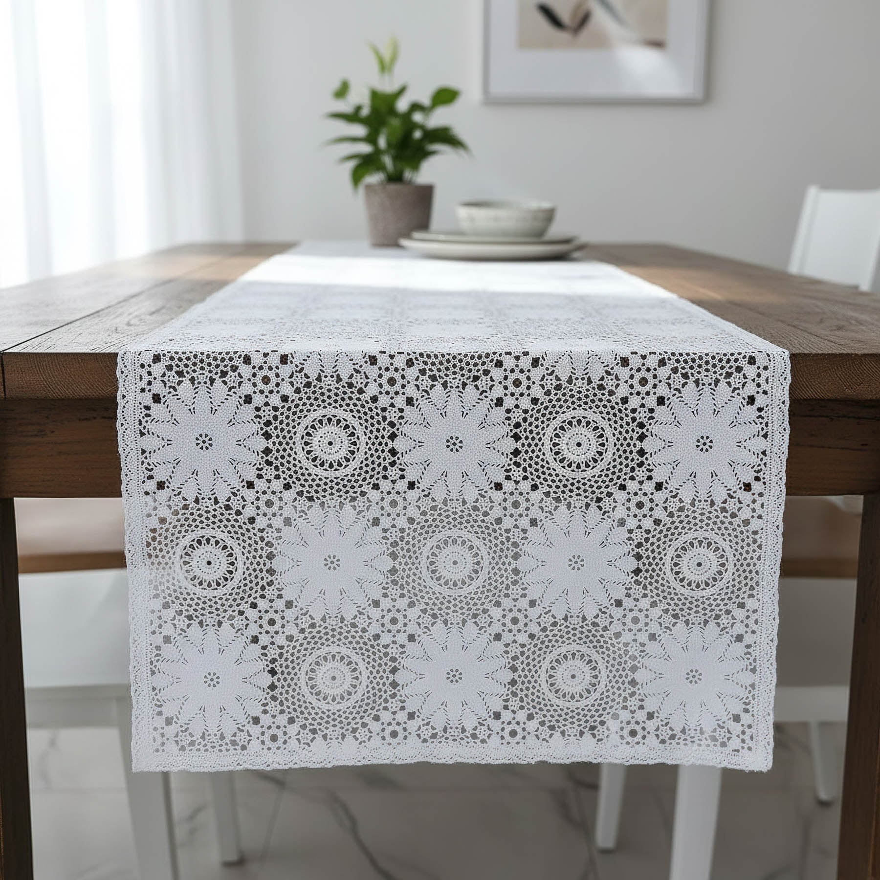 Levně Euromat Ubrus PVC / BĚHOUN KW-0664U, štola, krajka mandaly, bílá, š.50cm (metráž)