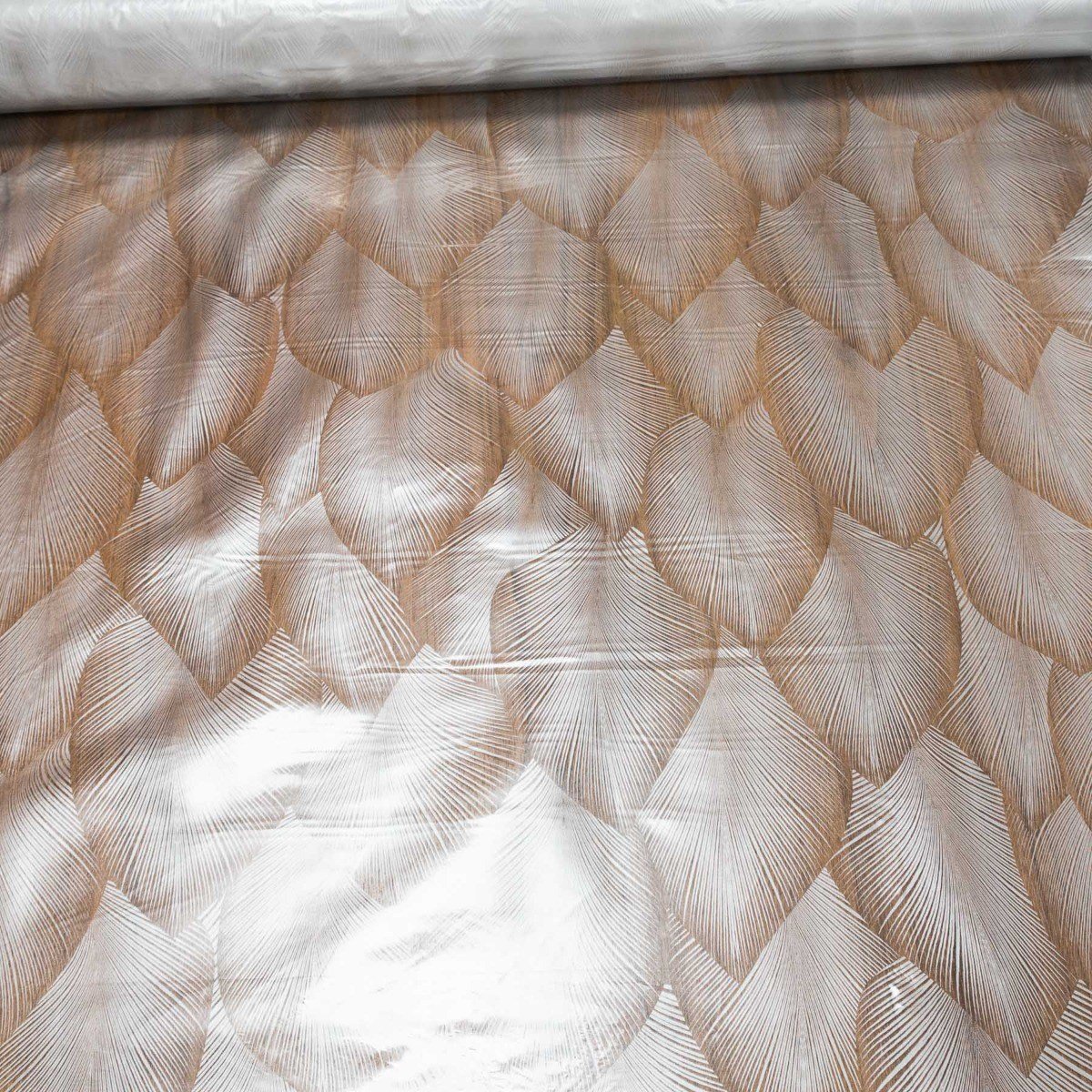 Kristal ubrus PVC průhledný 1D2/01, šedé palmové listy, š.140cm (metráž)