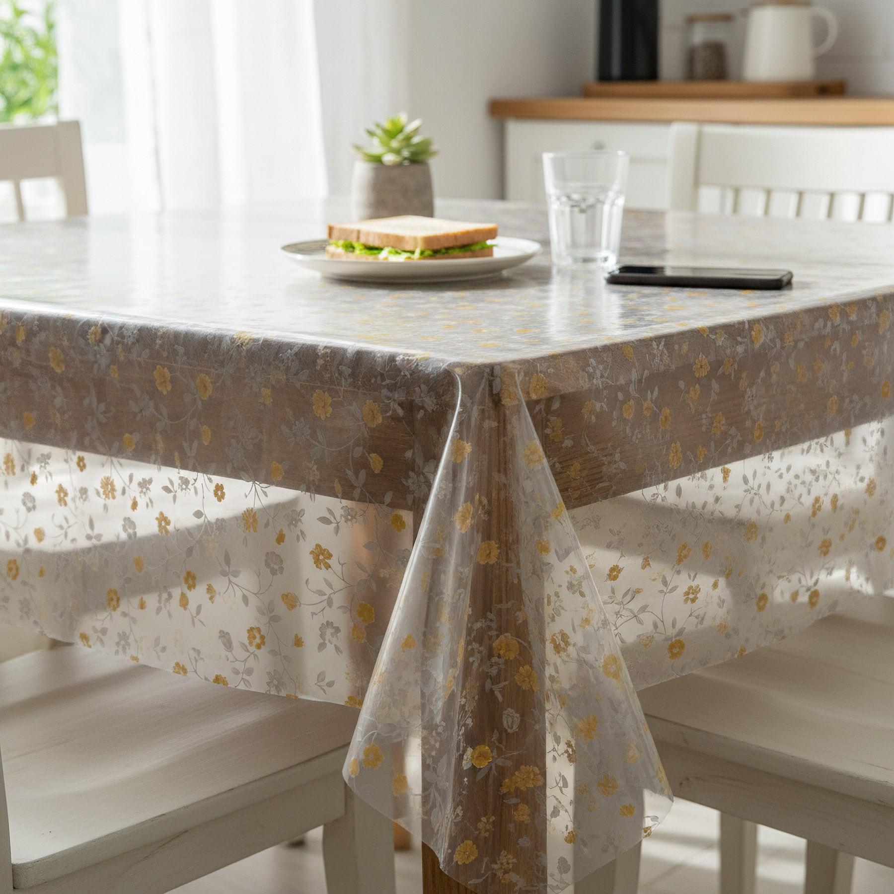 Levně Kristal ubrus PVC průhledný, žluté květinky, KRISTAL