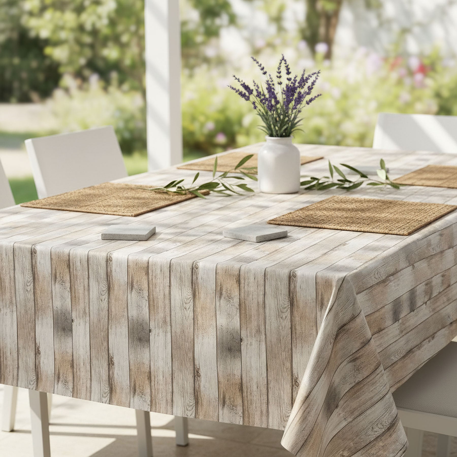 Ubrus PVC s textilním podkladem 1000-1, dřevěná prkna béžová, š.140cm (metráž)
