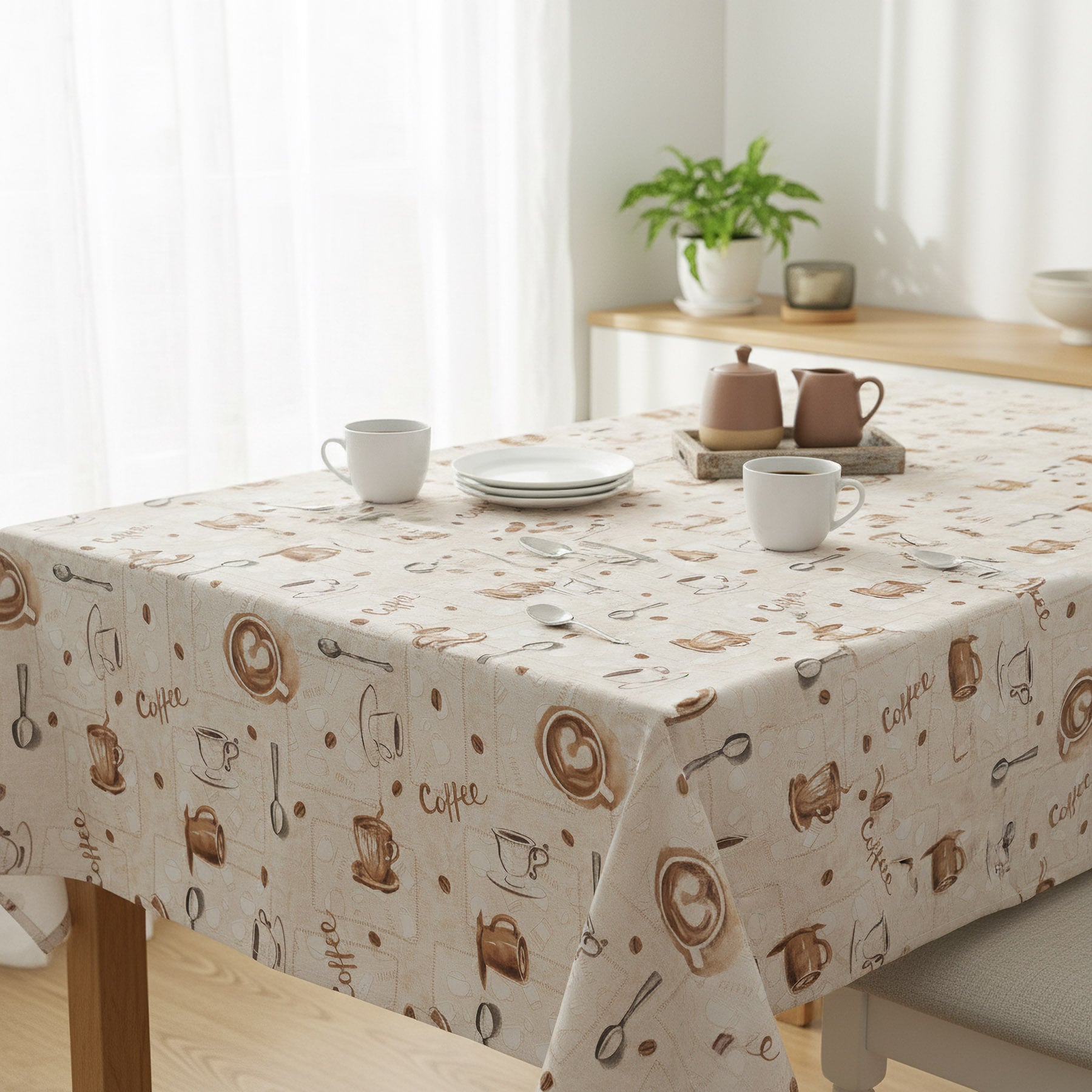 Levně Ubrus PVC s textilním podkladem 1261-1, coffee hnědé, š.140cm (metráž)
