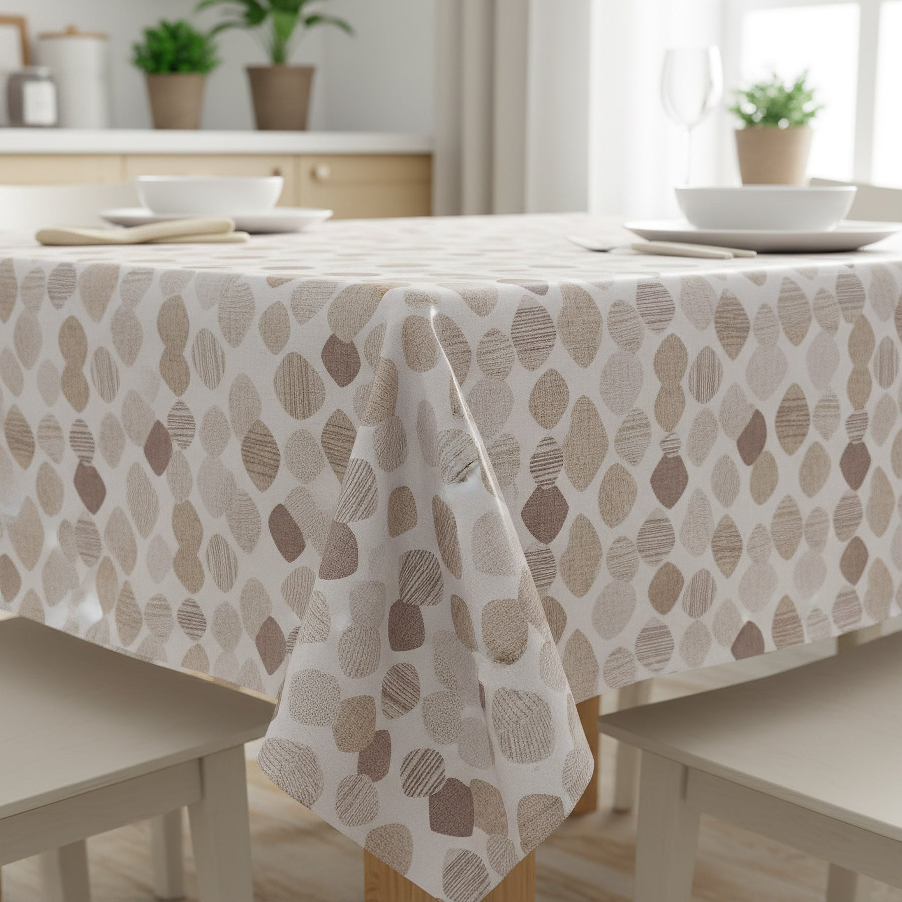 Levně Bonita ubrus PVC s textilním podkladem 182.1 béžové oválky, š.140cm (metráž)