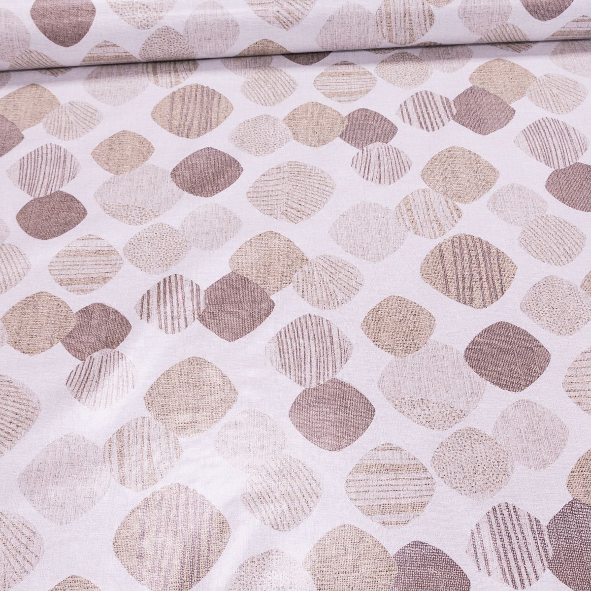 Bonita ubrus PVC s textilním podkladem 182.1 béžové oválky, š.140cm (metráž)