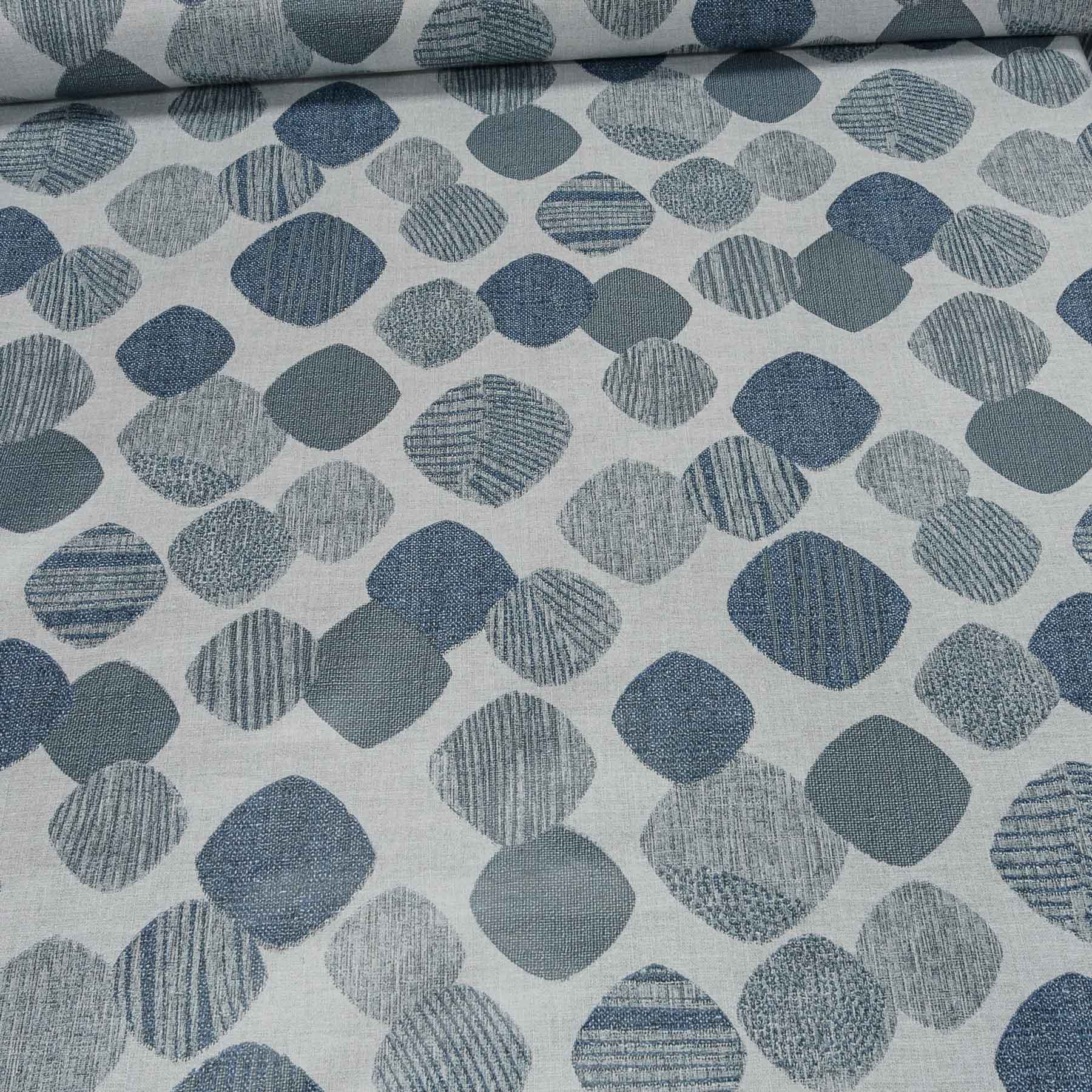 Ubrus PVC s textilním podkladem 182.5, šedo-modré oválky, š.140cm (metráž)