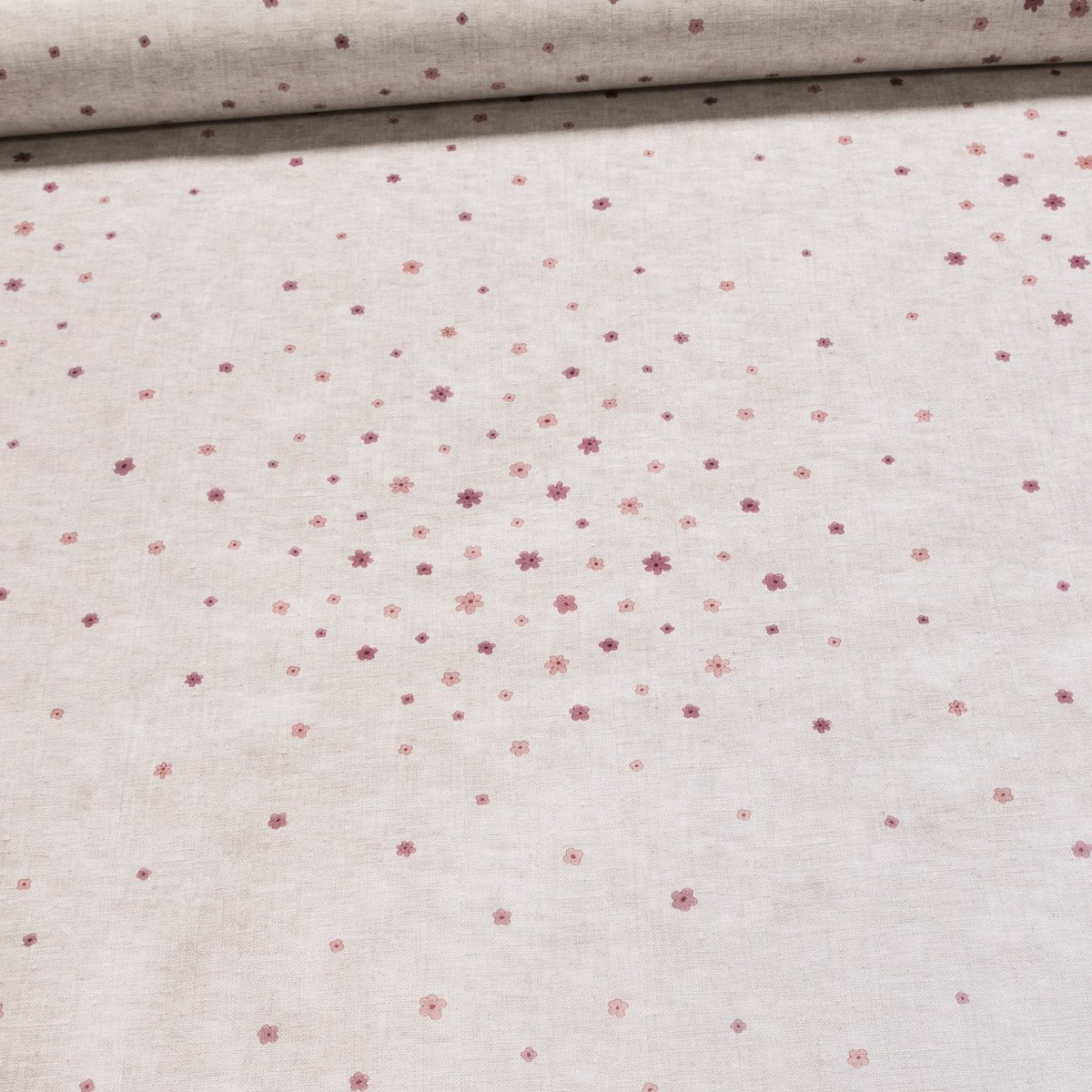 Ubrus PVC s textilním podkladem 25V/03 růžové kytičky na béžovém žíhání, š.140cm (metráž)