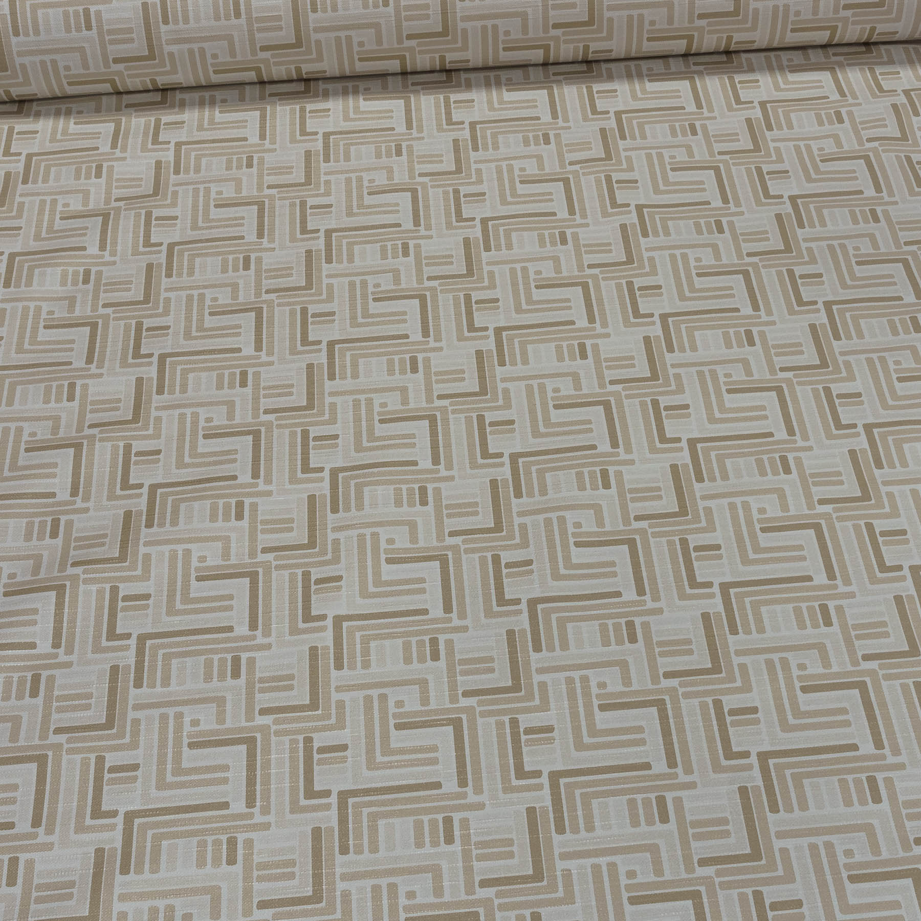 Ubrus PVC s textilním podkladem 4014134, béžová geometrie, š.140cm (metráž)