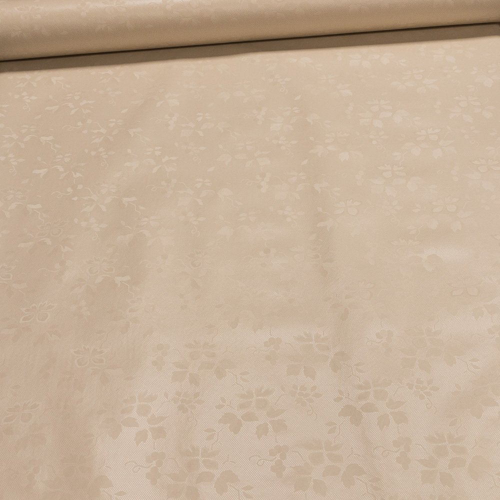 Ergis Ubrus PVC s textilním podkladem 5656003, béžový damaškový vzor listů, š.140cm (metráž)