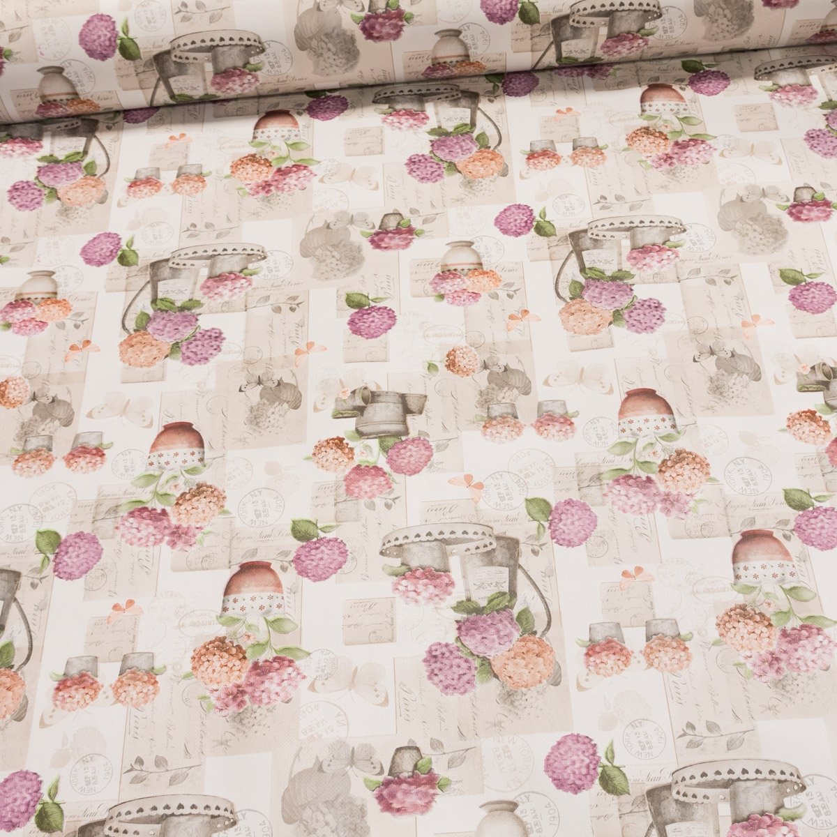 Levně Bonita ubrus PVC s textilním podkladem 5H3/03 hortenzie, růžová, š.140cm (metráž)