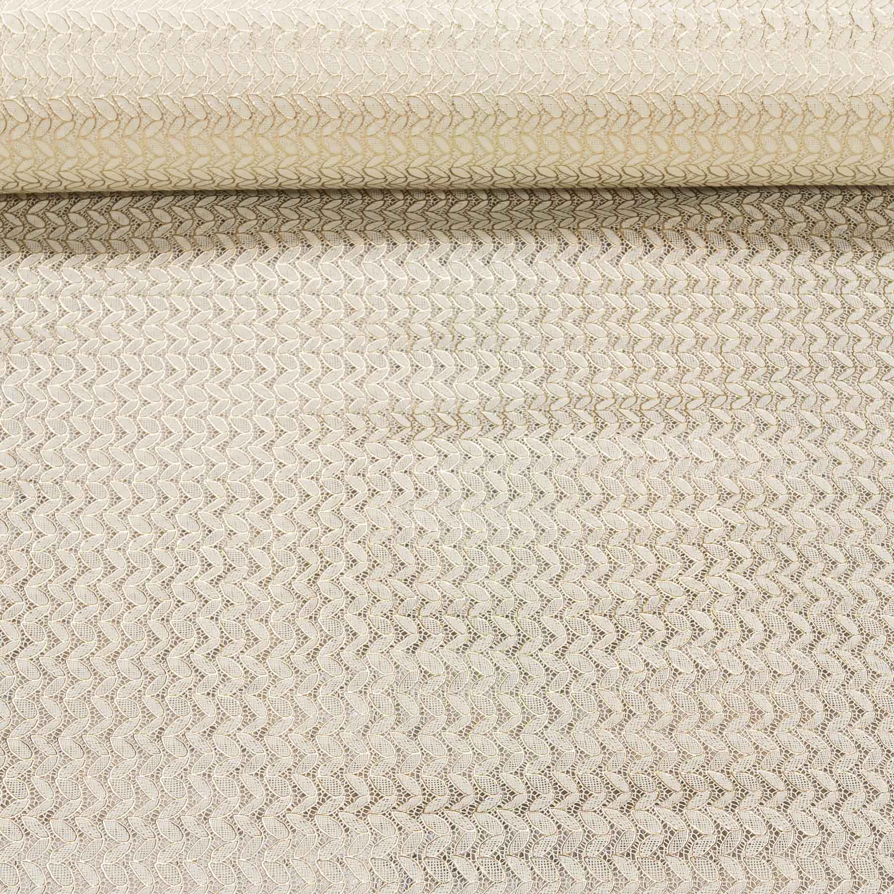 Ubrus PVC vánoční, 23512 ZLAT krajkový vzor, zlaté lístky na bílé, š.140cm (metráž)