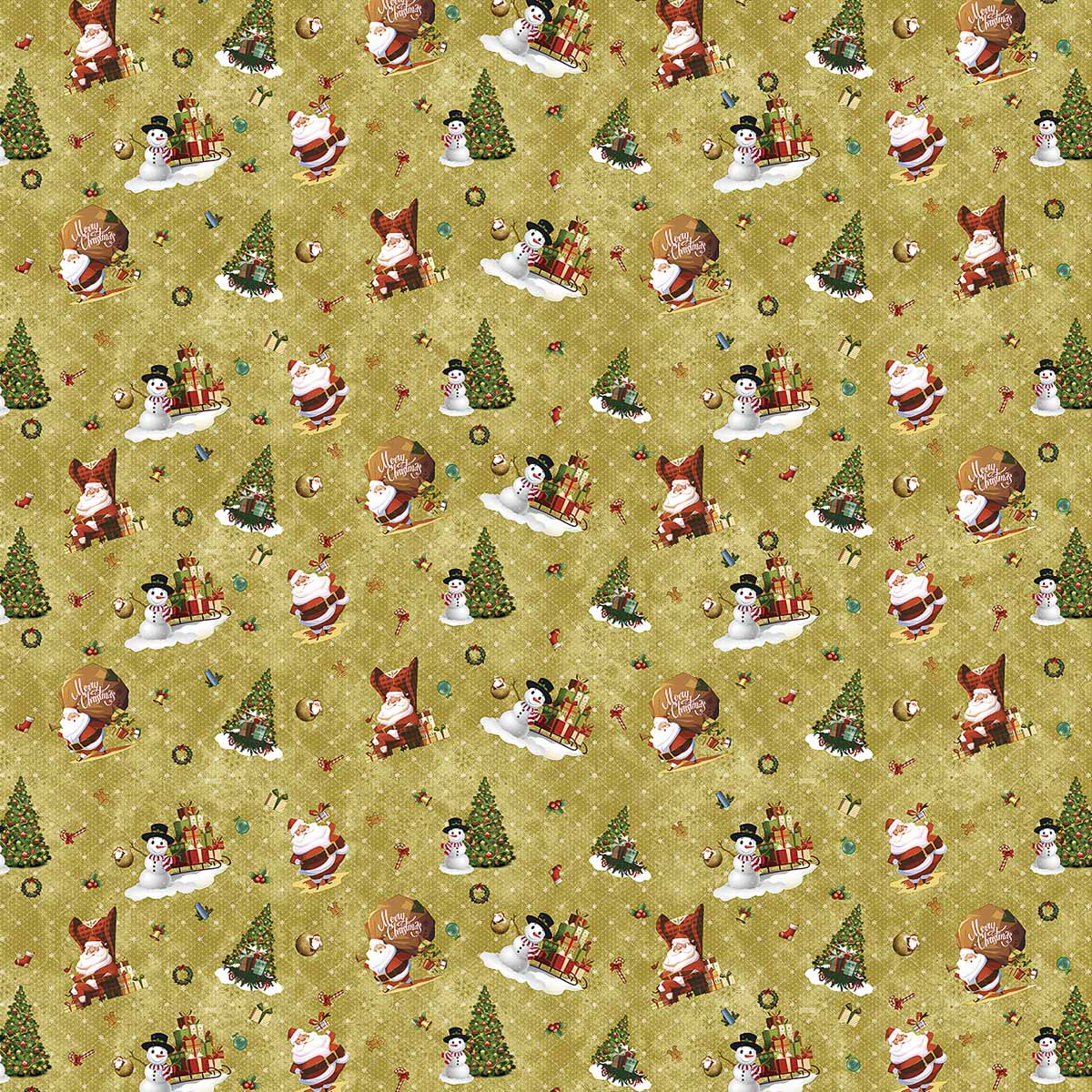 Sareha Ubrus PVC s textilním podkladem vánoční 1334-01 dětský, santa a sněhulák na zelené, š.140cm (metráž)