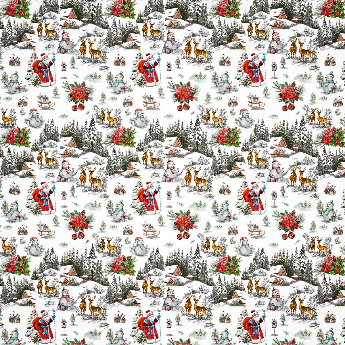 Sareha Ubrus PVC s textilním podkladem vánoční 1698-00 zasněžená krajina, š.140cm