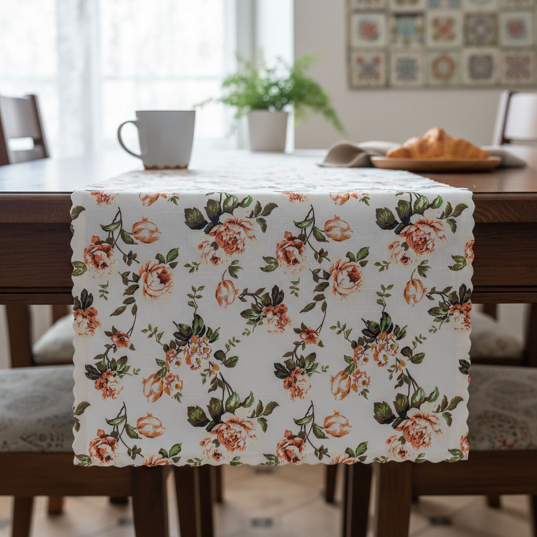 Levně Ubrusovina / štola teflonová úprava, VIOLA, oranžové květy, š.38cm (metráž)