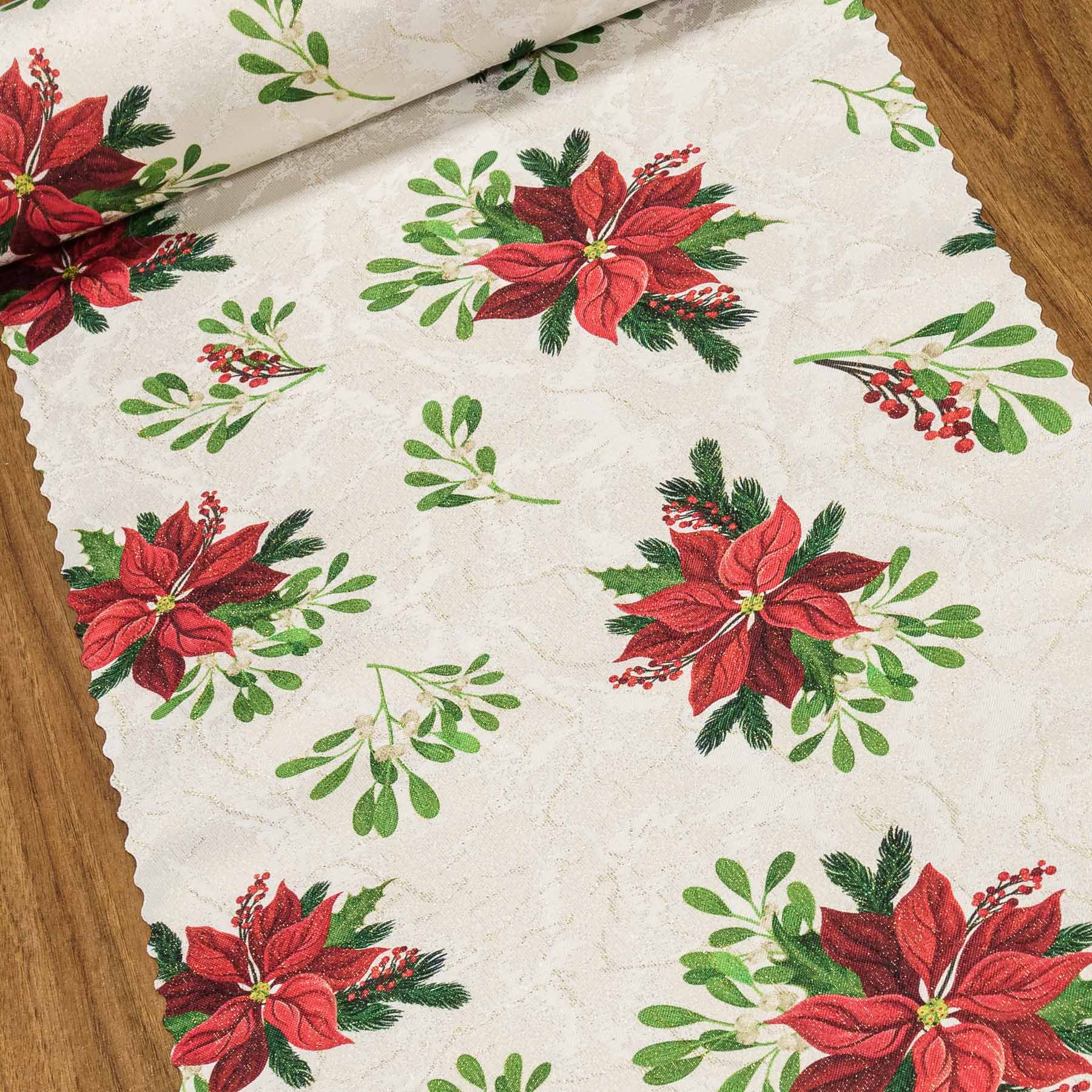 Ubrusovina vánoční / štola teflonová úprava, 25R5096-003 VÁNOČNÍ RŮŽE, červená, š.38cm (metráž)