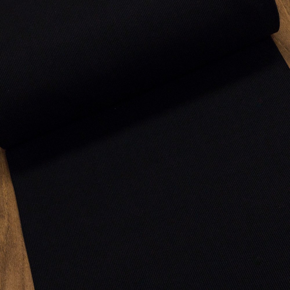 Žebrovaný bavlněný úplet 6222 4002 uni jednobarevný černý, š.48cm (látka v metráži)