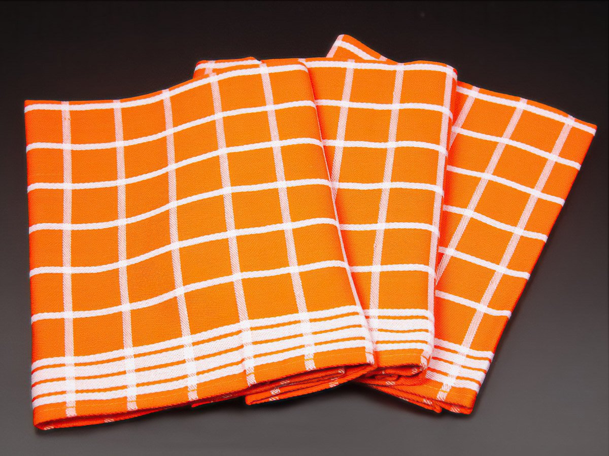 Levně Polášek kuchyňské utěrky EGYPTSKÁ BAVLNA 03, oranžové káro, 3 kusy, 50x70cm