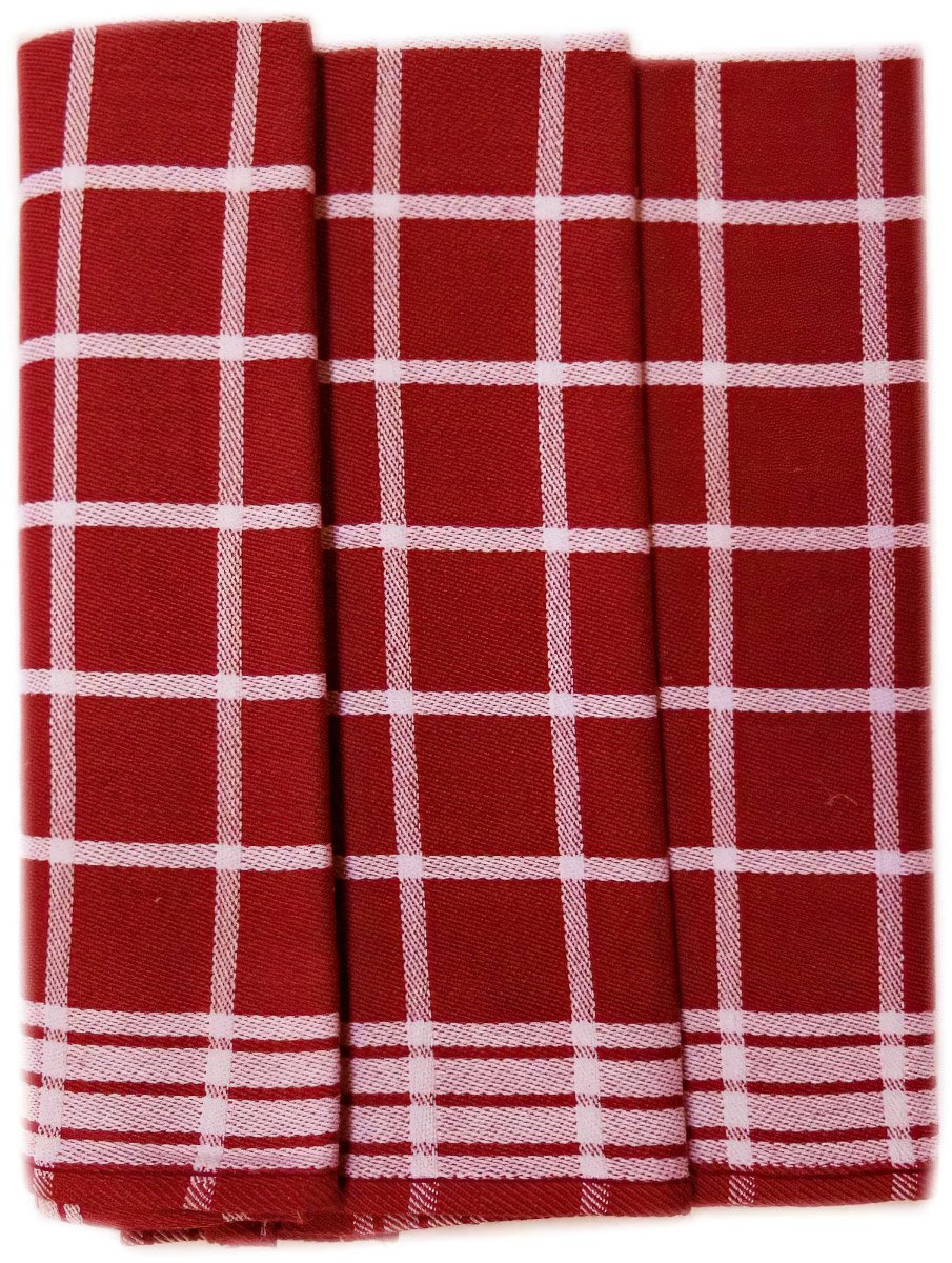 Levně Polášek kuchyňské utěrky EGYPTSKÁ BAVLNA 04, vínové káro, 3 kusy, 50x70cm