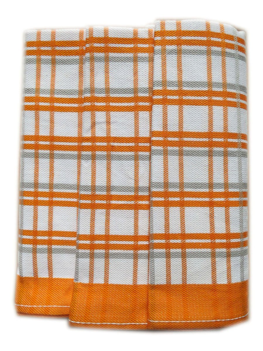 Levně Polášek kuchyňské utěrky EGYPTSKÁ BAVLNA 05, oranžovo-bílé káro, 3 kusy, 50x70cm