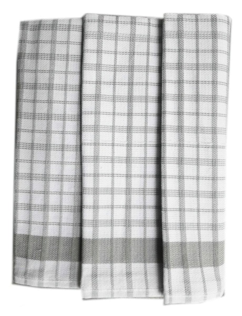 Polášek kuchyňské utěrky EGYPTSKÁ BAVLNA 47, šedo-bílé káro s pruhem, 3 kusy, 50x70cm