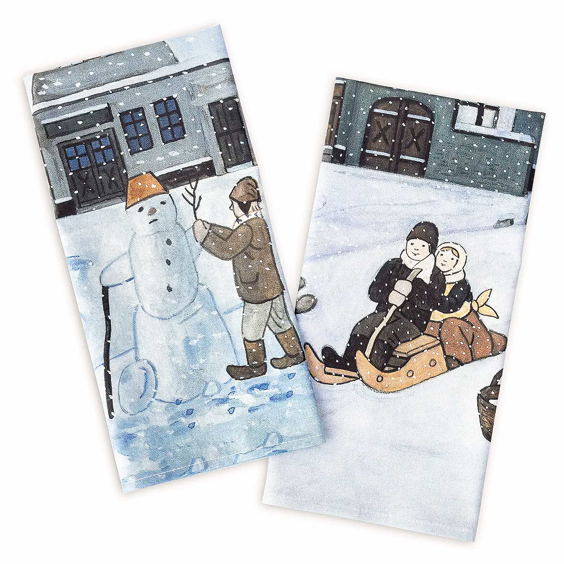 Matějovský utěrky JOSEF DĚTSKÉ HRY V ZIMĚ, modrá, 2 kusy 50x70cm