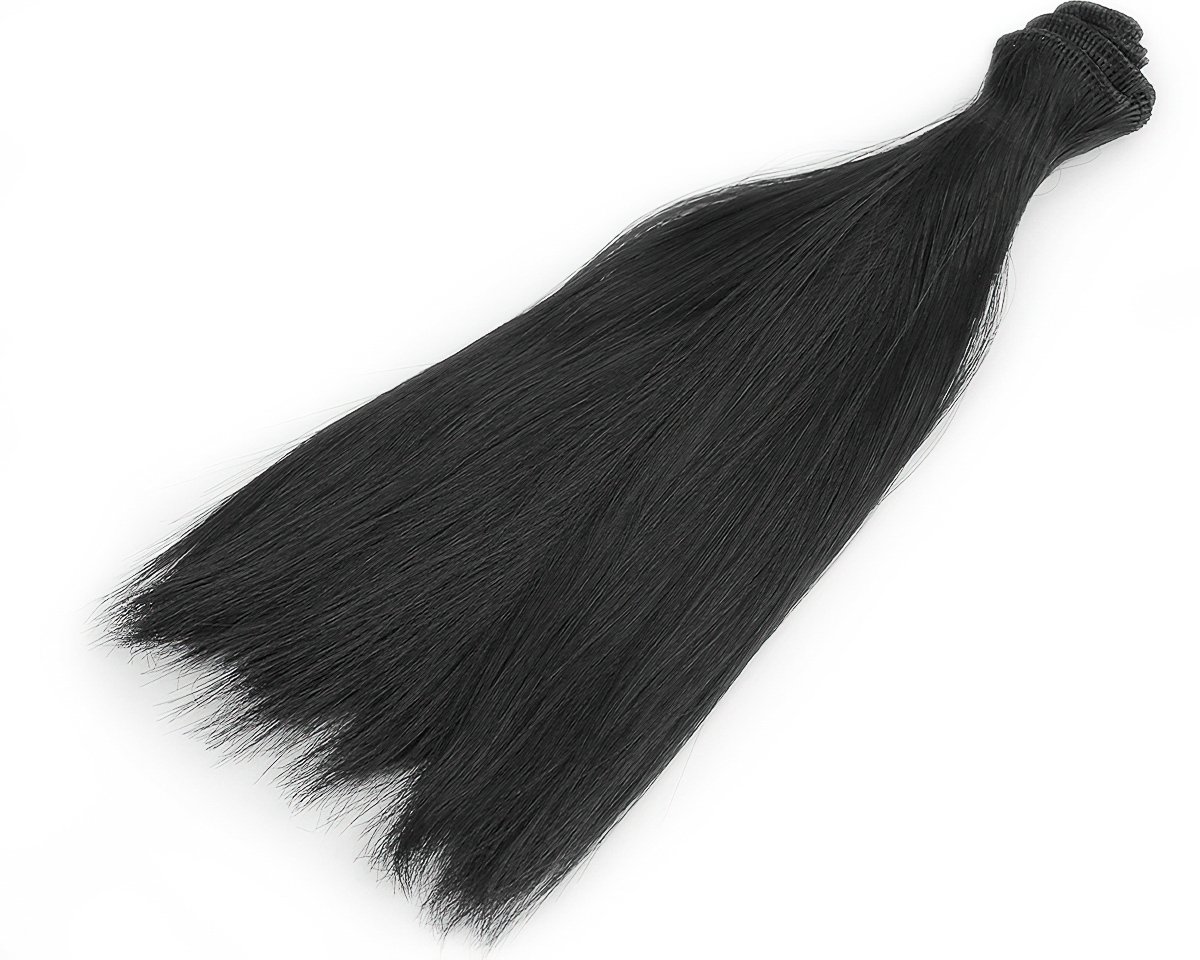 Paruka / vlasy pro panenky 800899/3 černá, délka vlasů 20cm, návin 1m