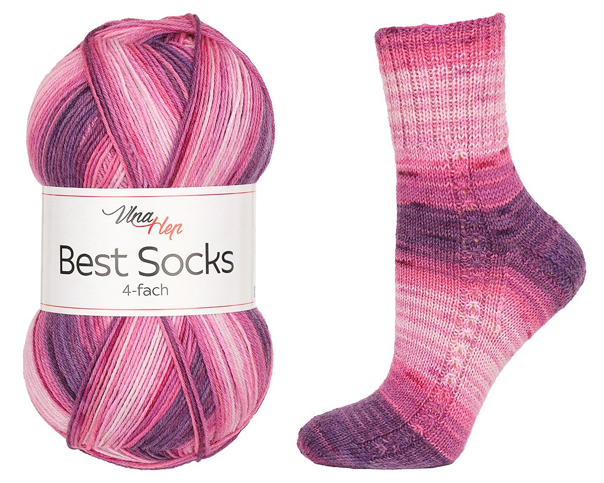 Pletací / háčkovací příze Vlna-Hep BEST SOCKS 4-fach 7406 růžová, vzorovaná, ponožková, 100g/420m