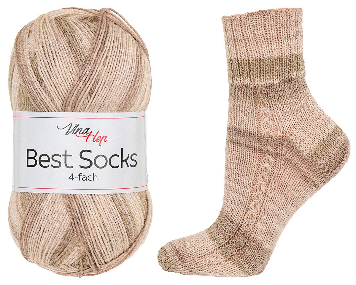 Pletací / háčkovací příze Vlna-Hep BEST SOCKS 4-fach 7412 béžová, vzorovaná, ponožková, 100g/420m