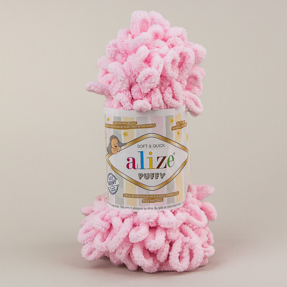 Pletací příze Alize PUFFY 31 růžová, efektní, 100g/9,2m