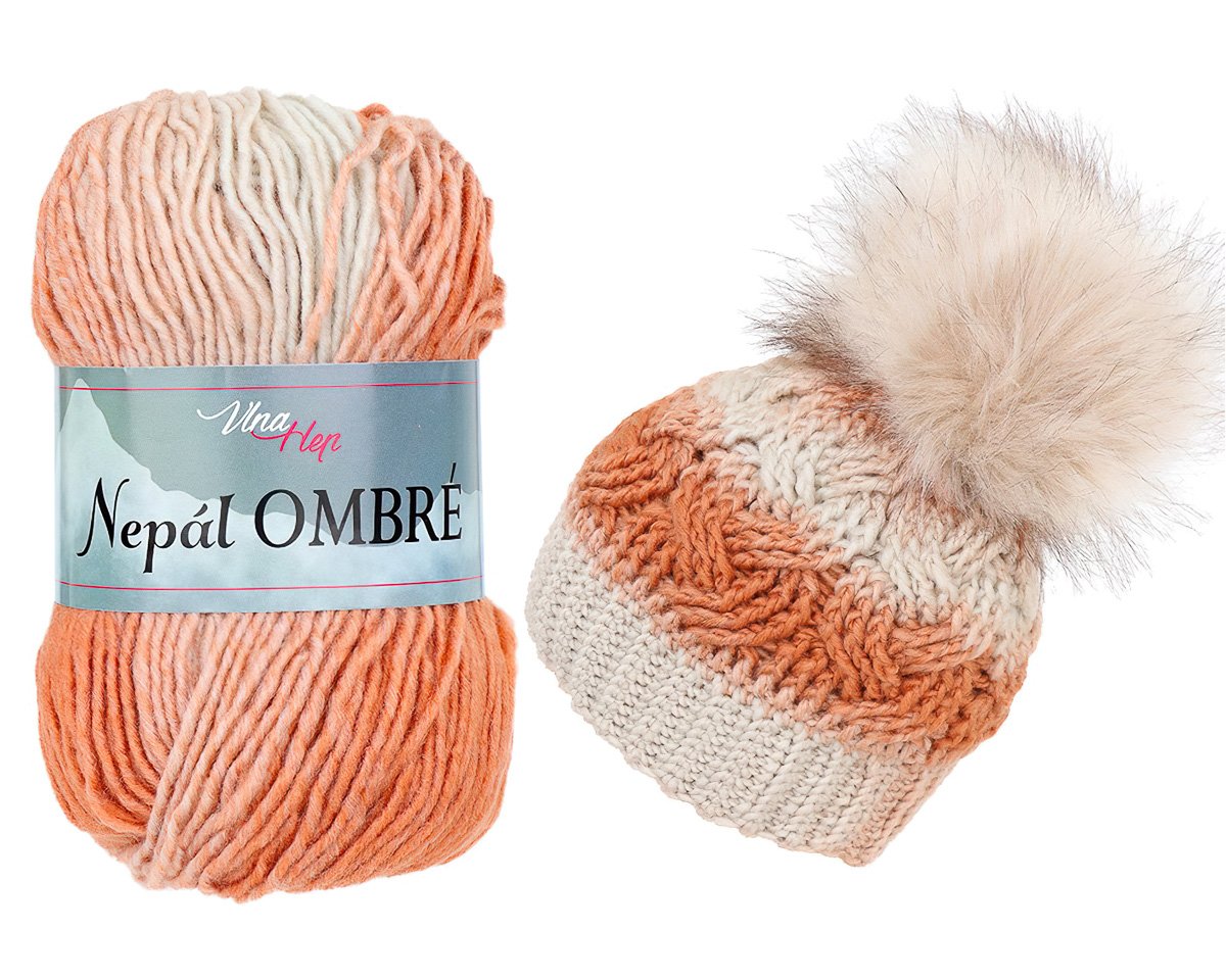 Pletací / háčkovací příze Vlna-Hep NEPÁL OMBRE 7418 oranžovo-bílá, přechodová, efektní 100g/190m