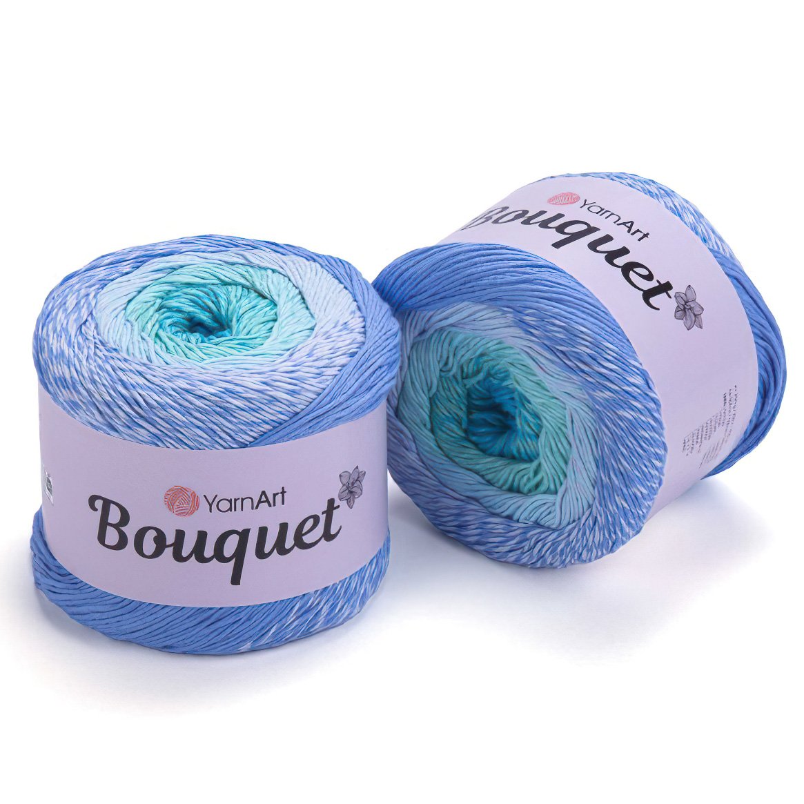 YarnArt Pletací / háčkovací příze BOUQUET 712 modro-tyrkysová, melírovaná, ombré, duhová, 250g/500m