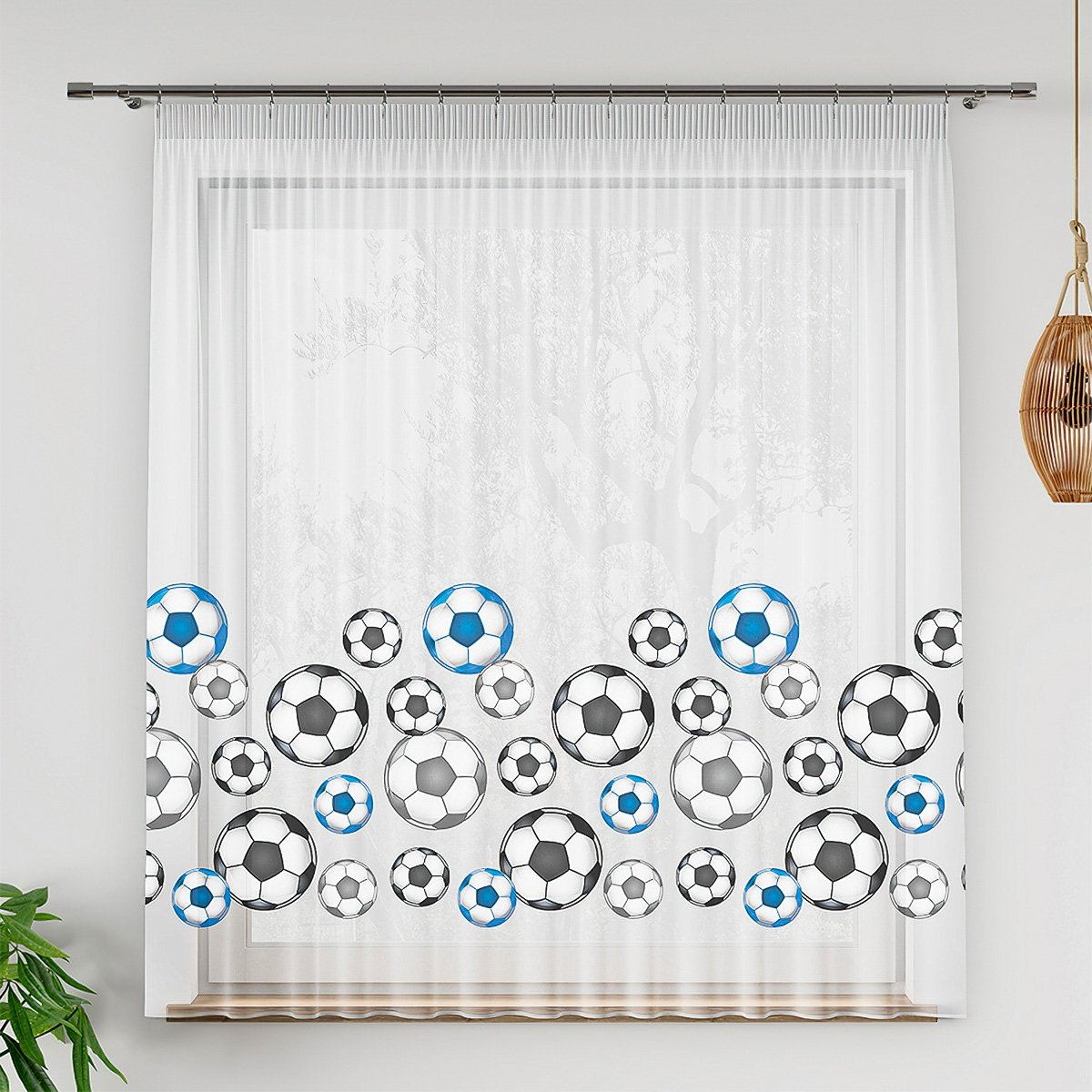 Olzatex voálová dětská FOTBAL s olůvkem, barevná, výška 110cm ( v metráži)