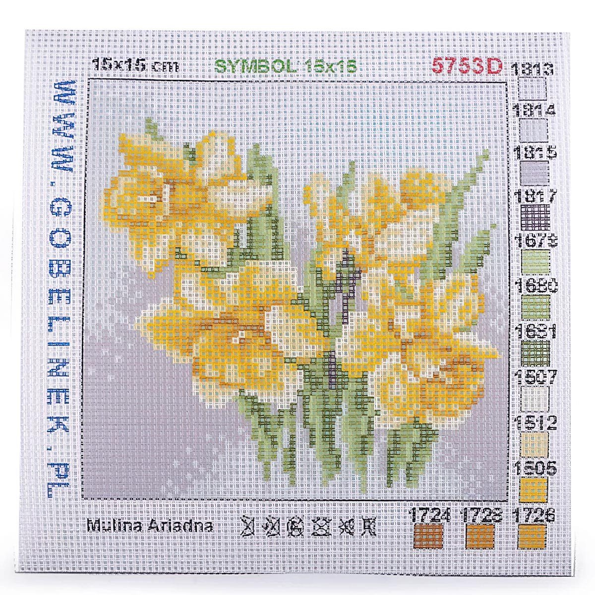 Vyšívací předloha, obrázek na vyšívání 020860/10, narcis žlutý, 15x15cm