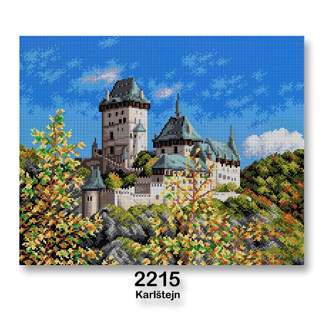 VTC Vyšívací předloha, obrázek na vyšívání 70242/2215, hrad Karlštejn, modrá, 40x50cm