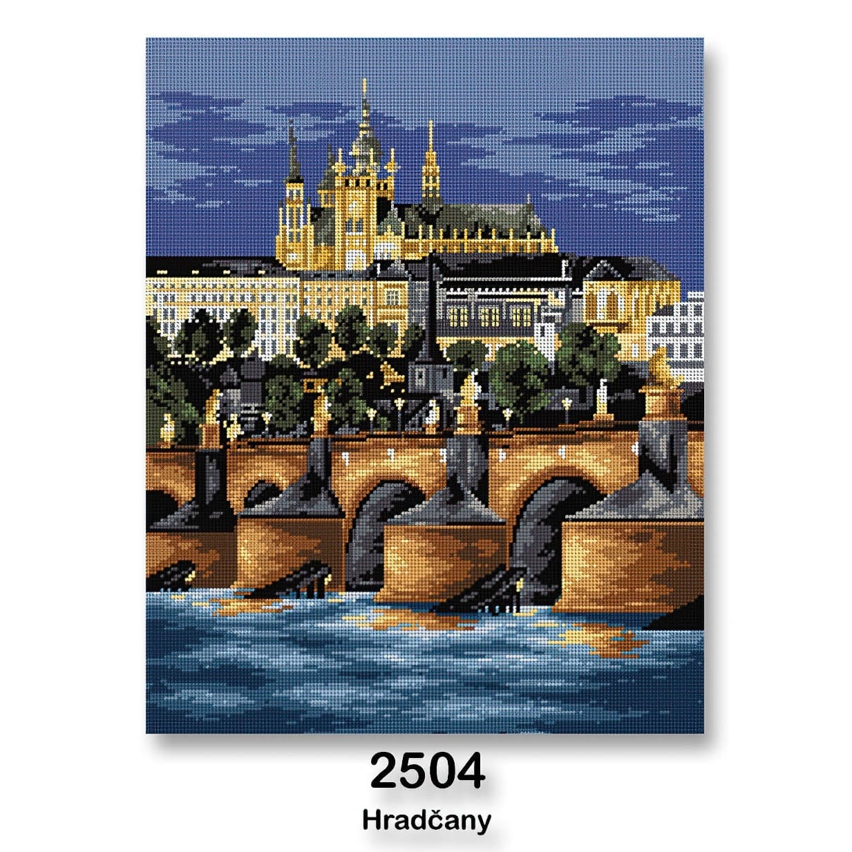 VTC Vyšívací předloha, obrázek na vyšívání 70242/2504, Praha-Hradčany, modrá, 40x50cm