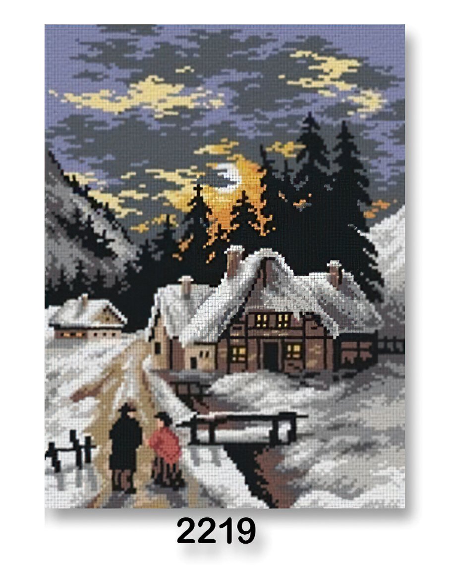 Stoklasa Vyšívací předloha, obrázek na vyšívání 70243/2219, zimní procházka, šedá, 30x40cm