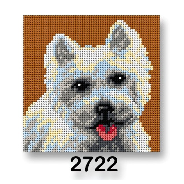 VTC Vyšívací předloha, obrázek na vyšívání 70244/2722 West Highland White teriér, rezavá, 15x15cm
