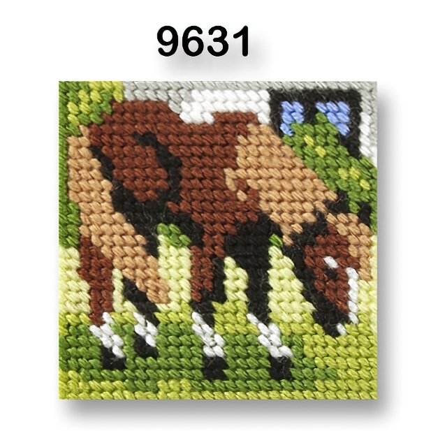 VTC Vyšívací sada s předtištěným motivem 70264/9631 koník, zelená, 10,5x10,5cm