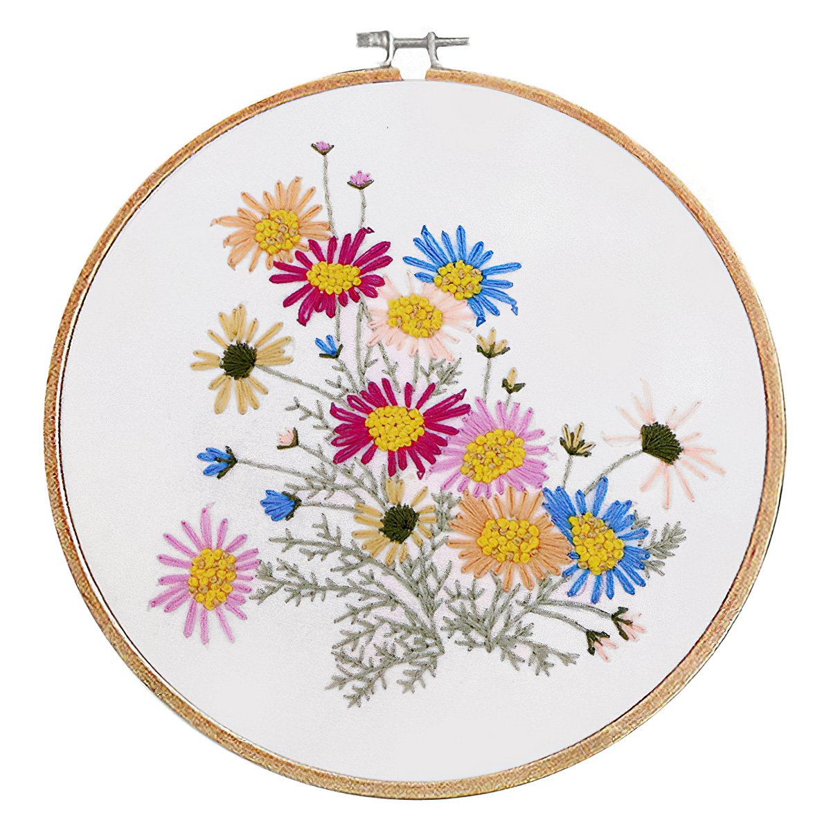 Stoklasa Vyšívací sada s předtištěným motivem 380732/5, květiny (rámeček, předtisk, jehly a příze), průměr 20,2cm