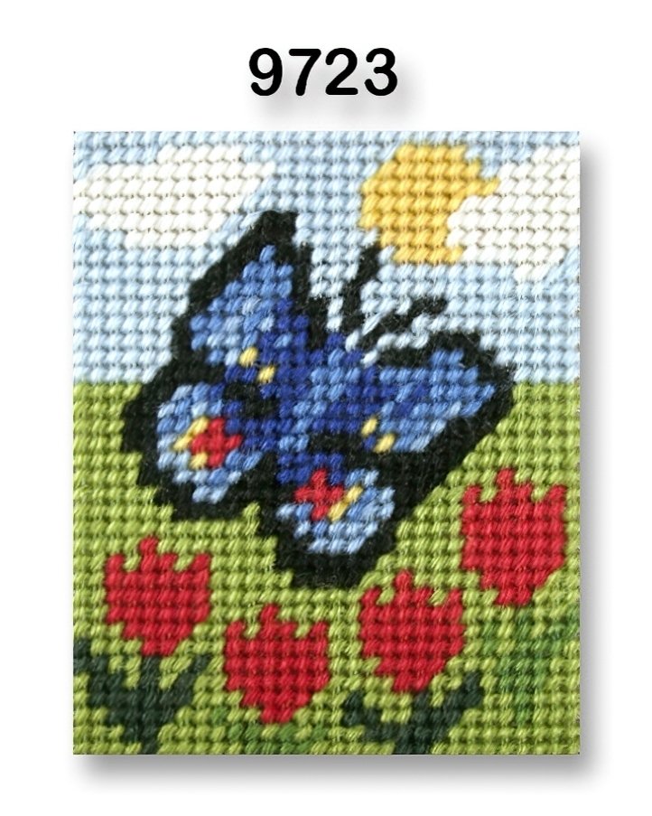 VTC Vyšívací sada s předtištěným motivem 0262/9723 motýl, modrá, 17x20,5cm