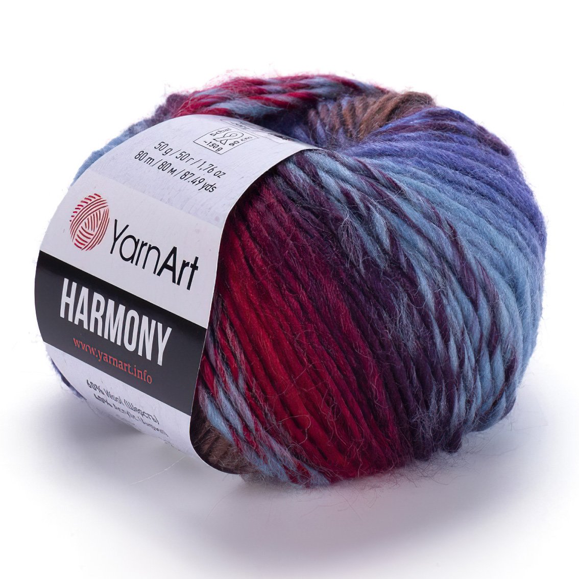 Pletací příze YarnArt HARMONY A-1 fialovo-zeleno-modrá, melírovaná, 50g/80m